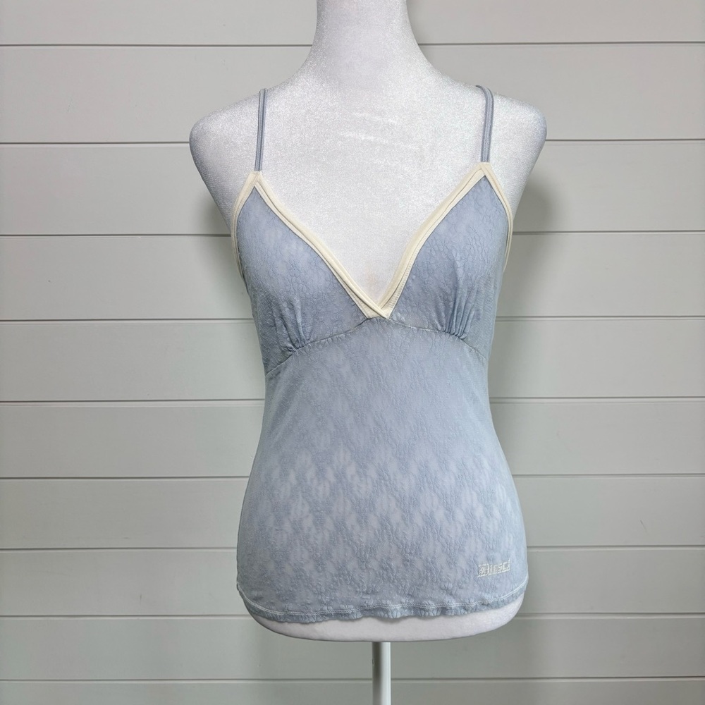 Diesel Vintage‎ Stretchy Blue Lace Top Size L